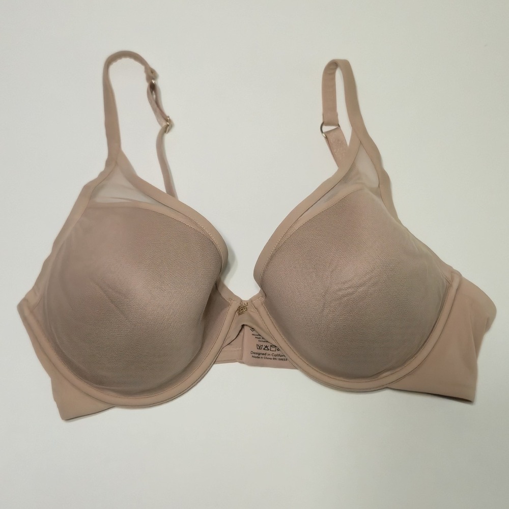 ThirdLove 24/7 Classic Contour Plunge Bra Taupe Nude Mesh 36E